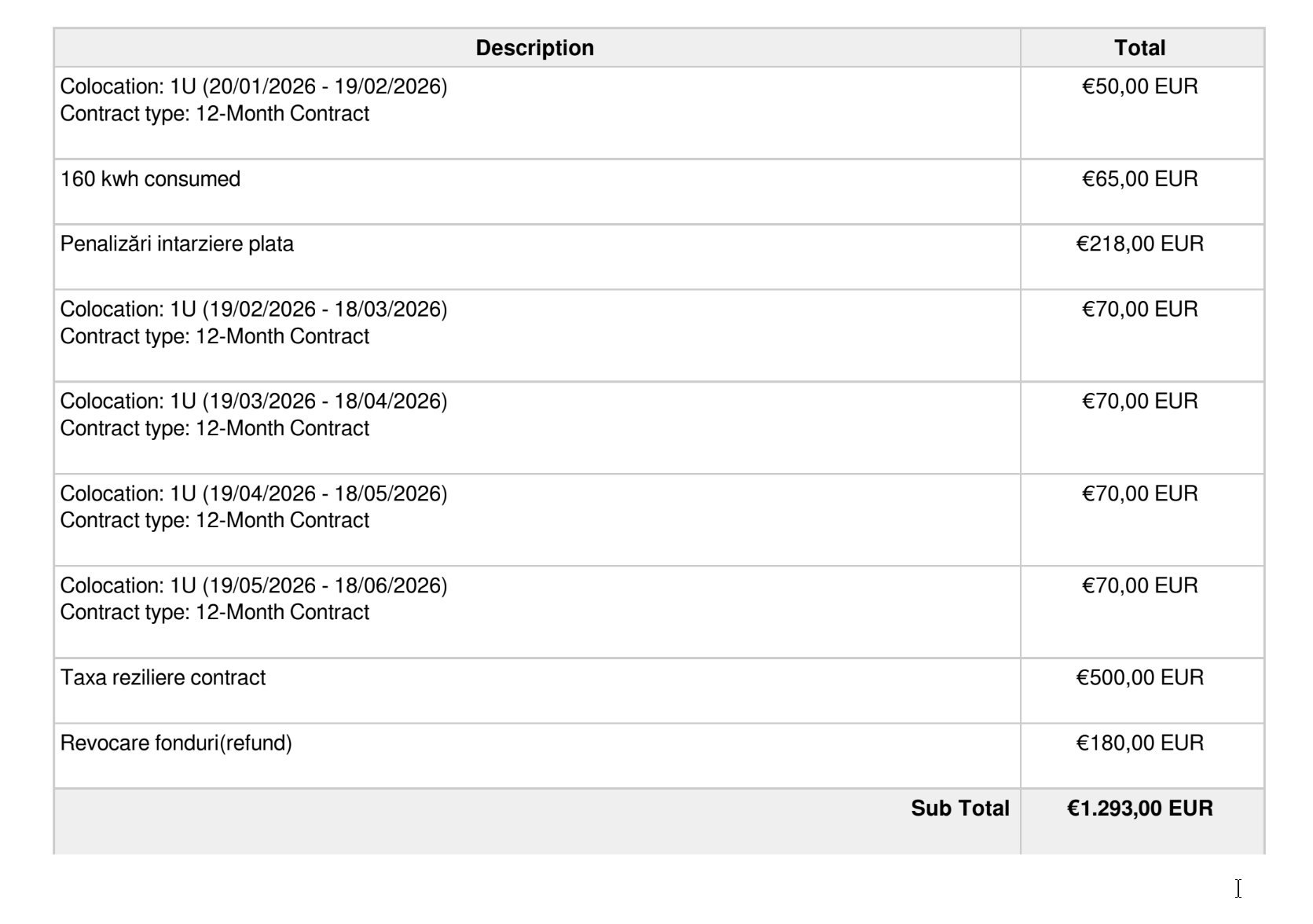 The final invoice · 1,293 EUR.